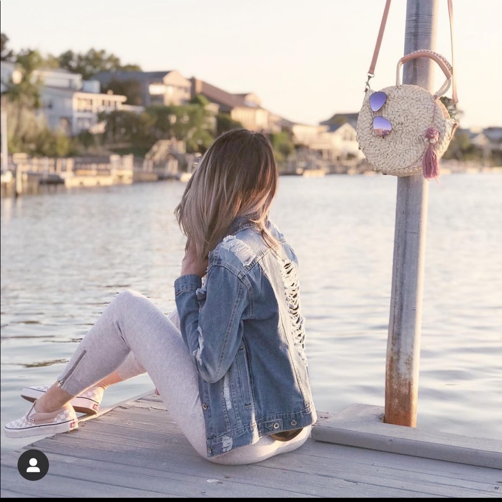 Nasty Gal Distressed Denim Jacket size small